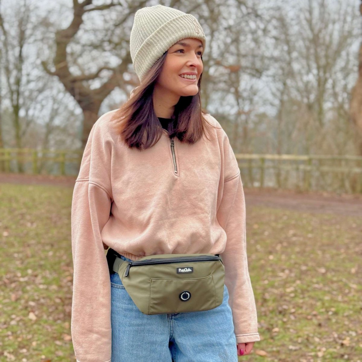 Dog Walking Bum Bag in Khaki Green
