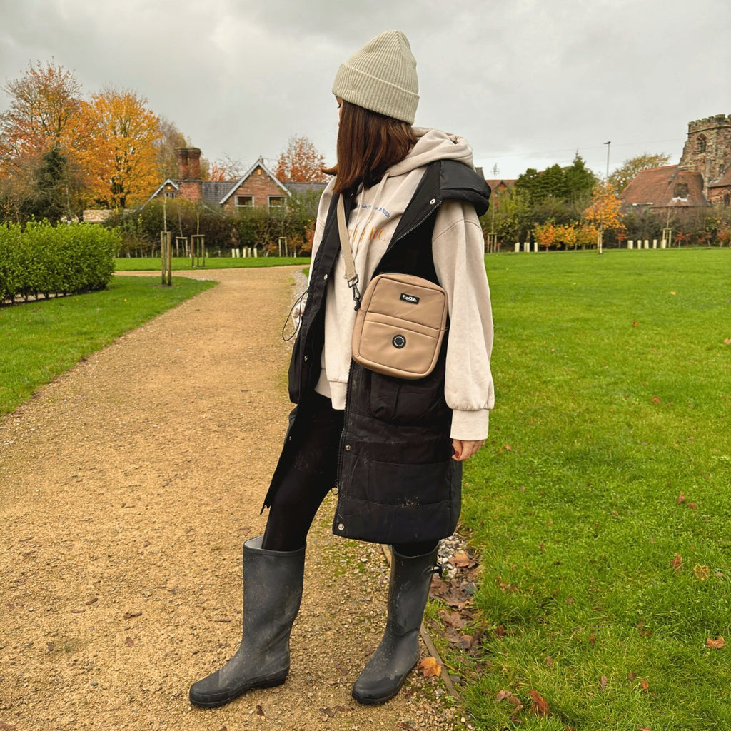 Mini Dog Walking Bag in Tan