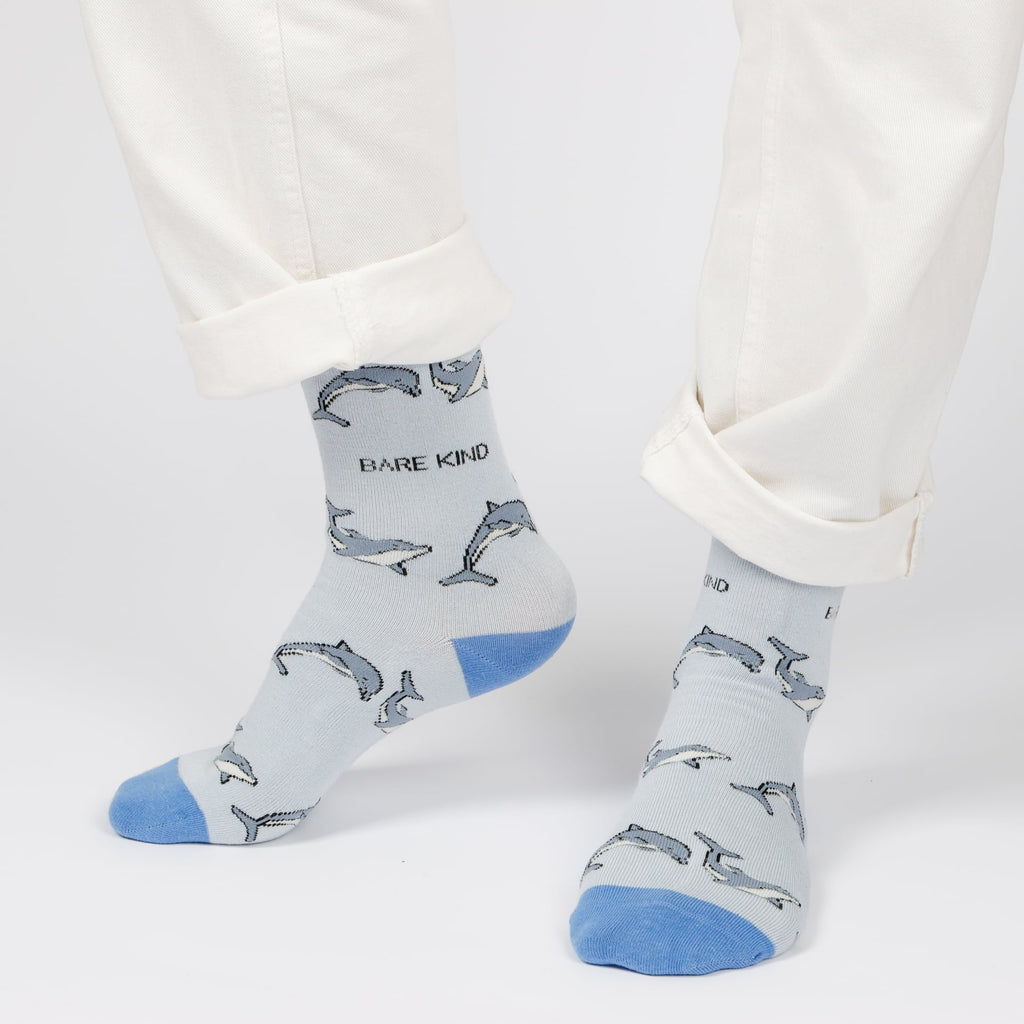 Save the Dolphin Bamboo Socks in Grey