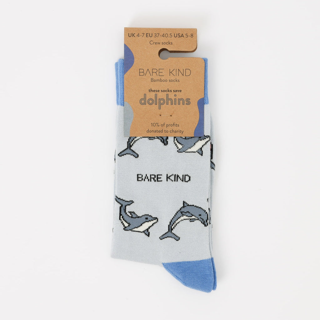 Save the Dolphin Bamboo Socks in Grey
