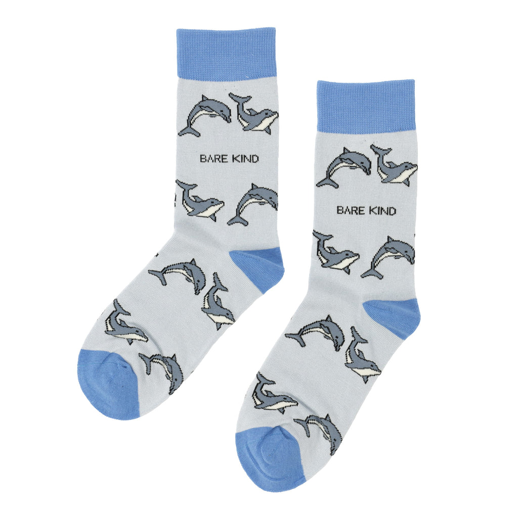 Save the Dolphin Bamboo Socks in Grey