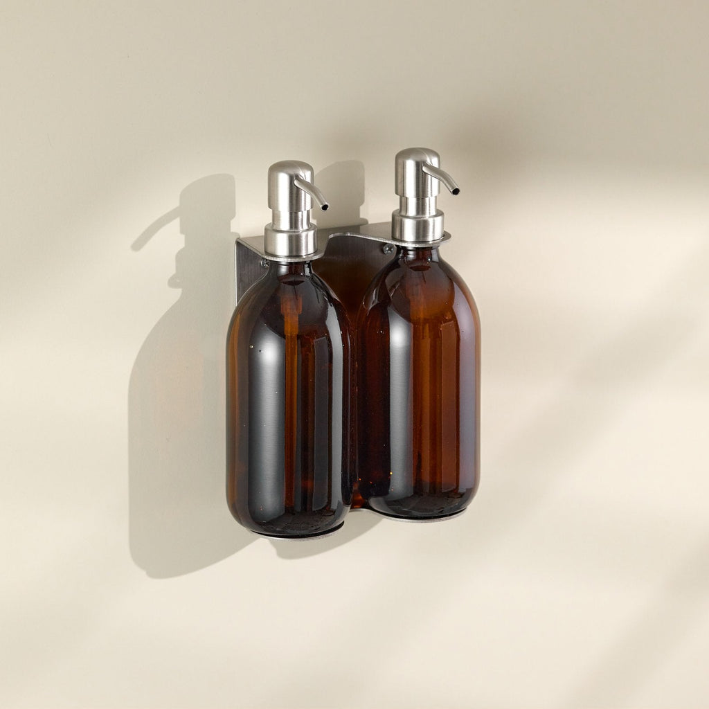 Nickel Double Wall Mounted Soap Dispenser