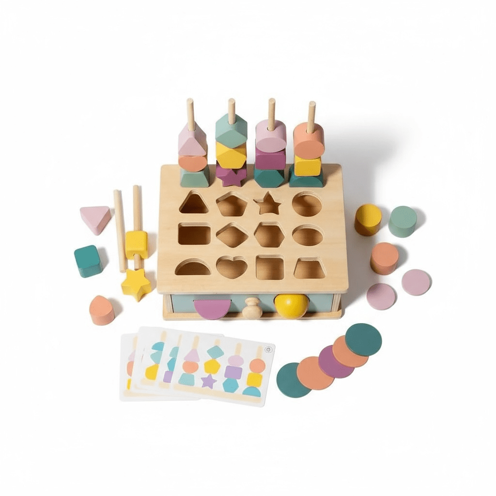 Wooden Shape Sorting Drawer Box