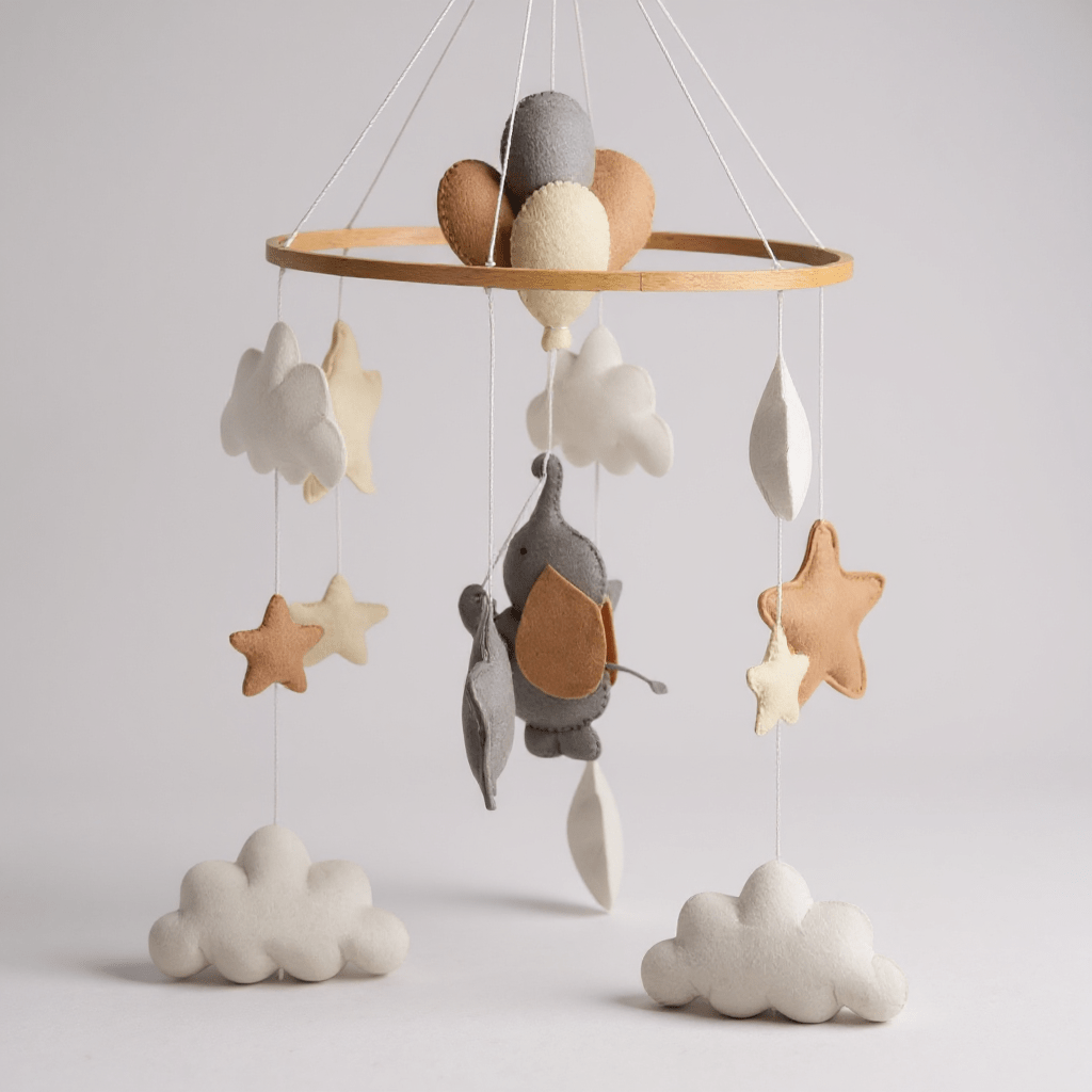 Dream Balloon Nursery Mobile with Elephant and Hot Air Balloons