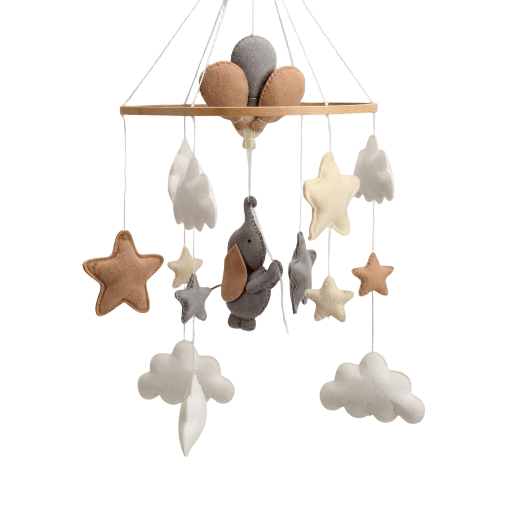 Dream Balloon Nursery Mobile with Elephant and Hot Air Balloons