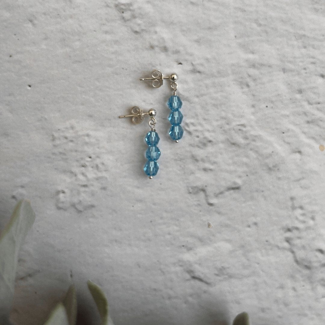 Drop Aquamarine Earrings in Sterling Silver