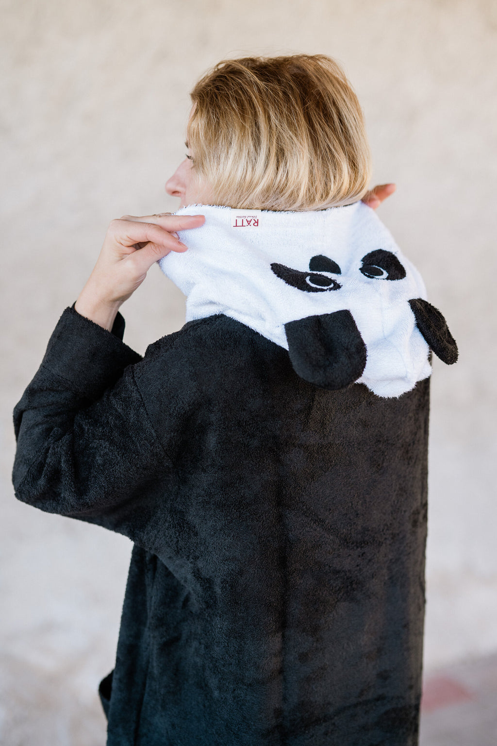 Bamboo Terry Panda Poncho – Stylish & Cozy with Hood & Pockets by RÄTT at brixbailey.com