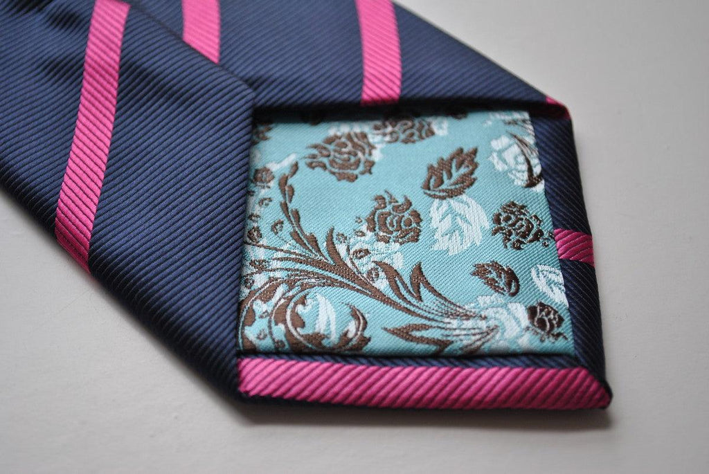 Navy Blue and Hot Pink Club Striped Tie