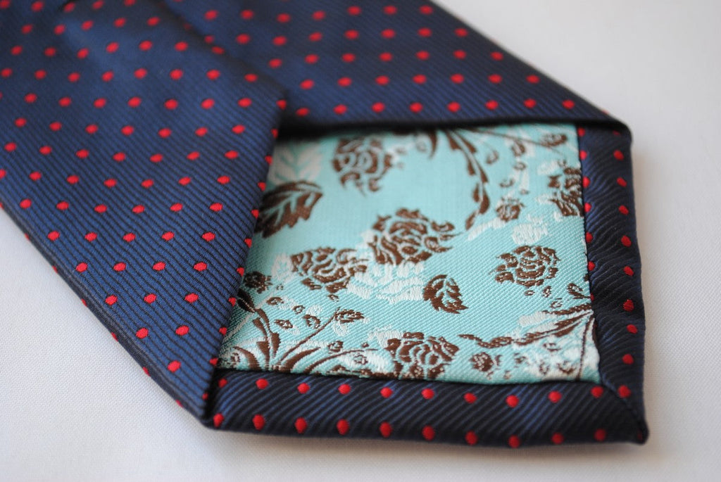 Navy and Red Pin Spot Design Tie