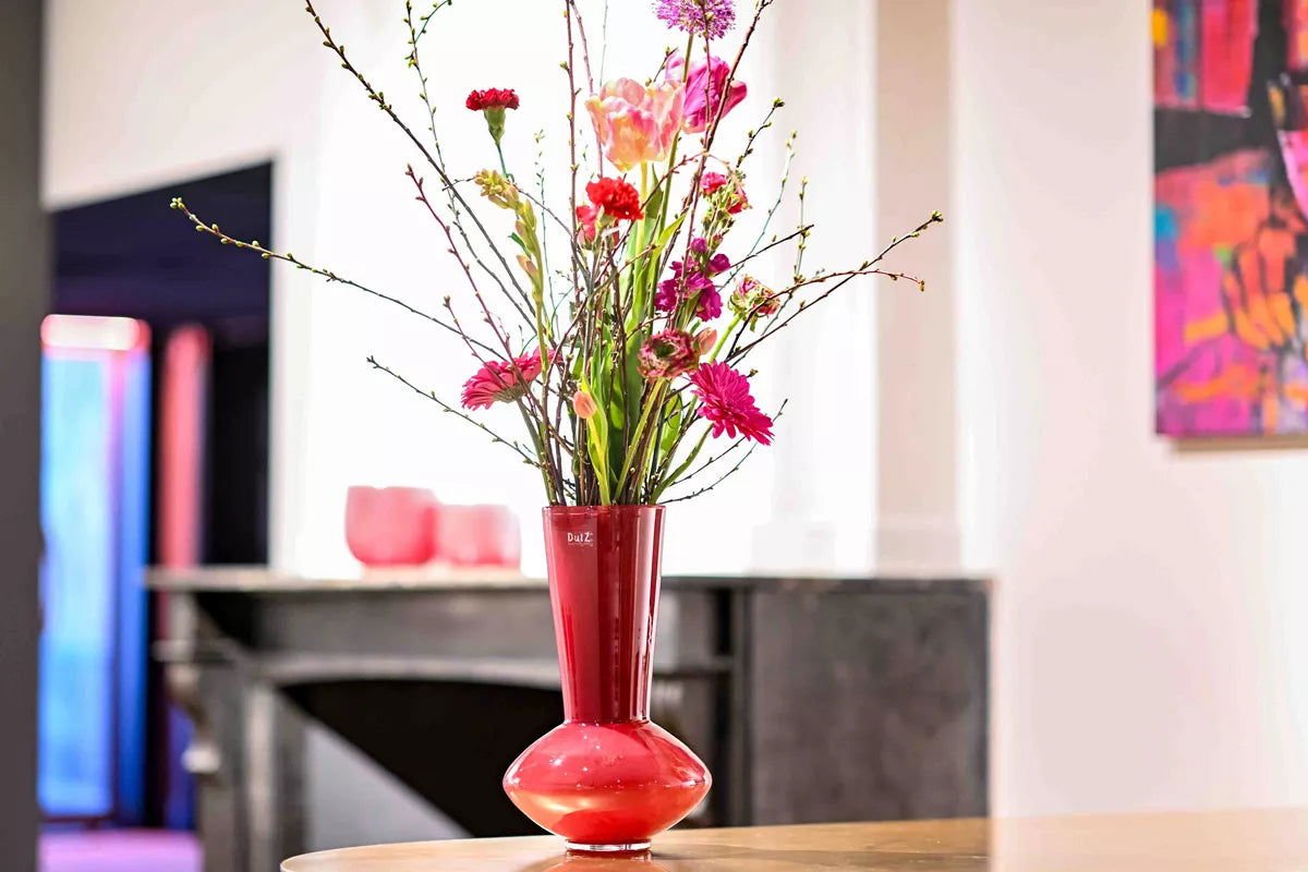 Clear Bubbles Tall Vase for Long Stem Flowers