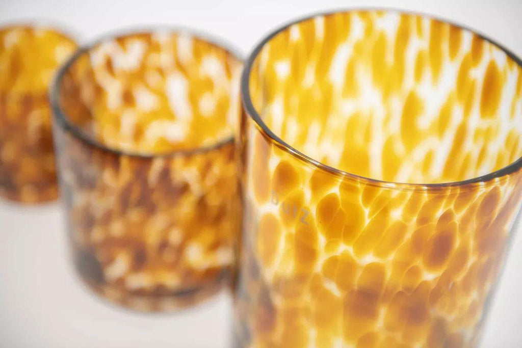 Leopard Brown Cylinder Glass Vase and Candleholder