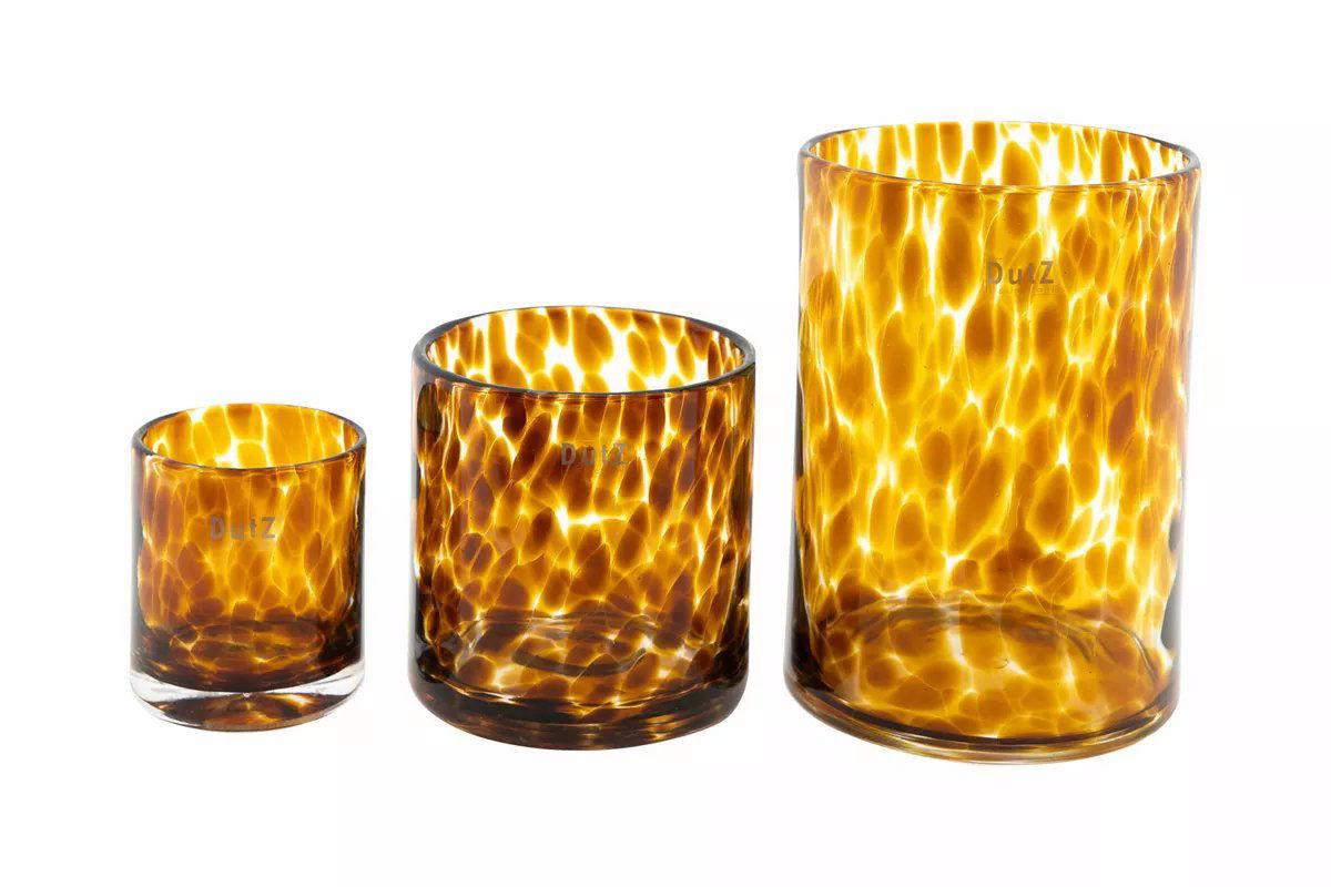 Leopard Brown Cylinder Glass Vase and Candleholder