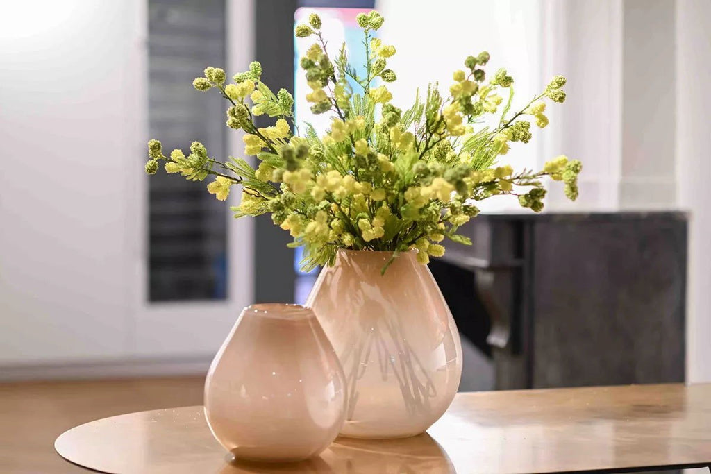 Beige Mouth Blown Glass Vase