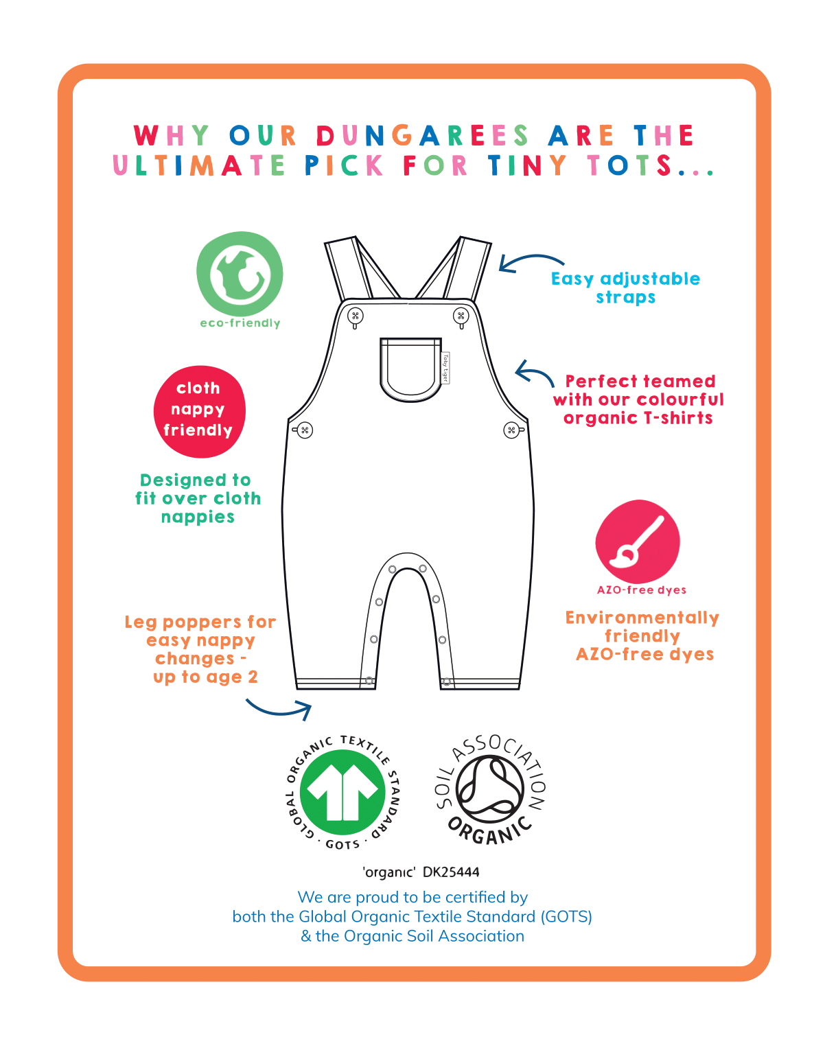 Organic Arctic Print Dungarees for Children