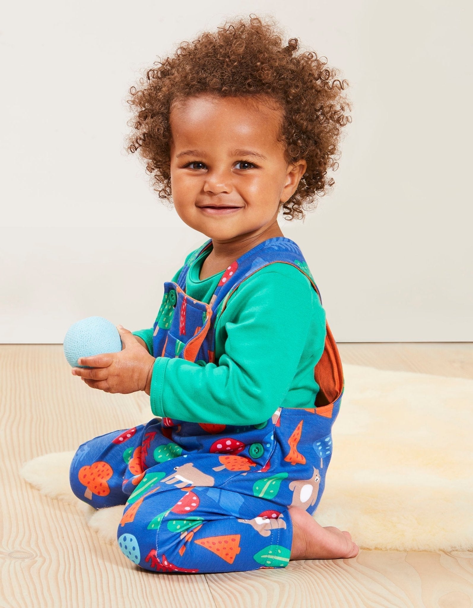 Organic Camping Bear Print Dungarees for Babies and Toddlers