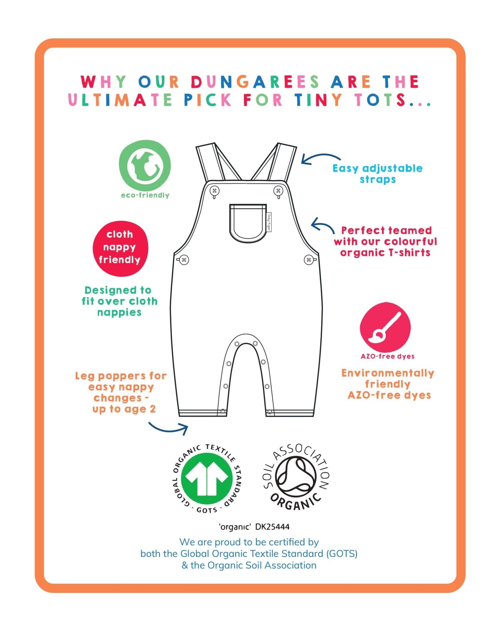 Organic Transport Print Dungarees for Children