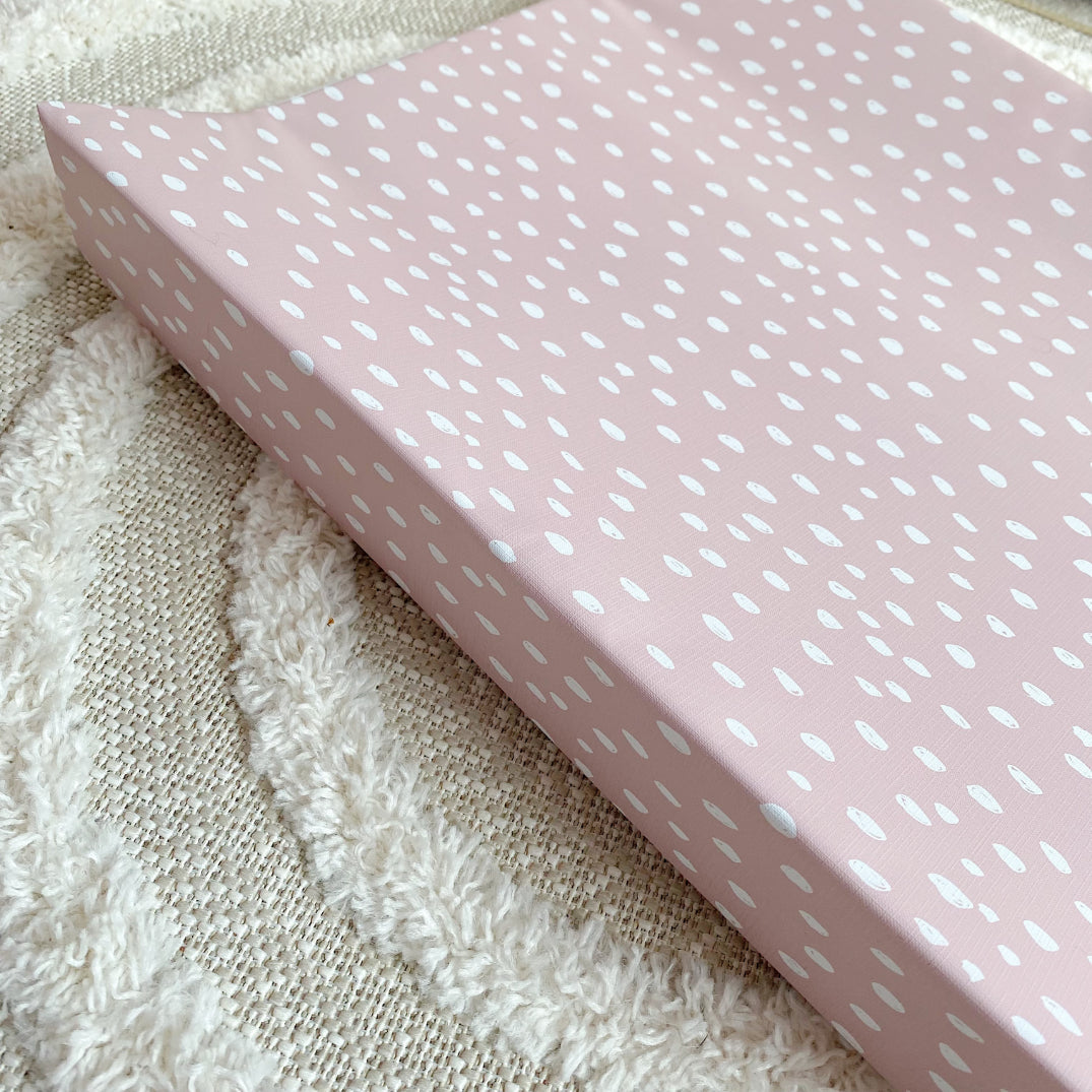 Anti-Roll Wedge Changing Mat - Dusky Pink Spotty Print
