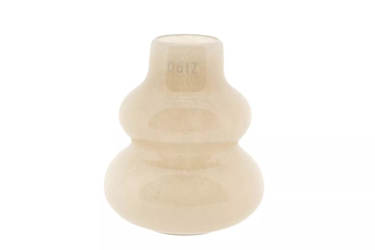Small Beige Mouth Blown Glass Vase H16 D14 cm