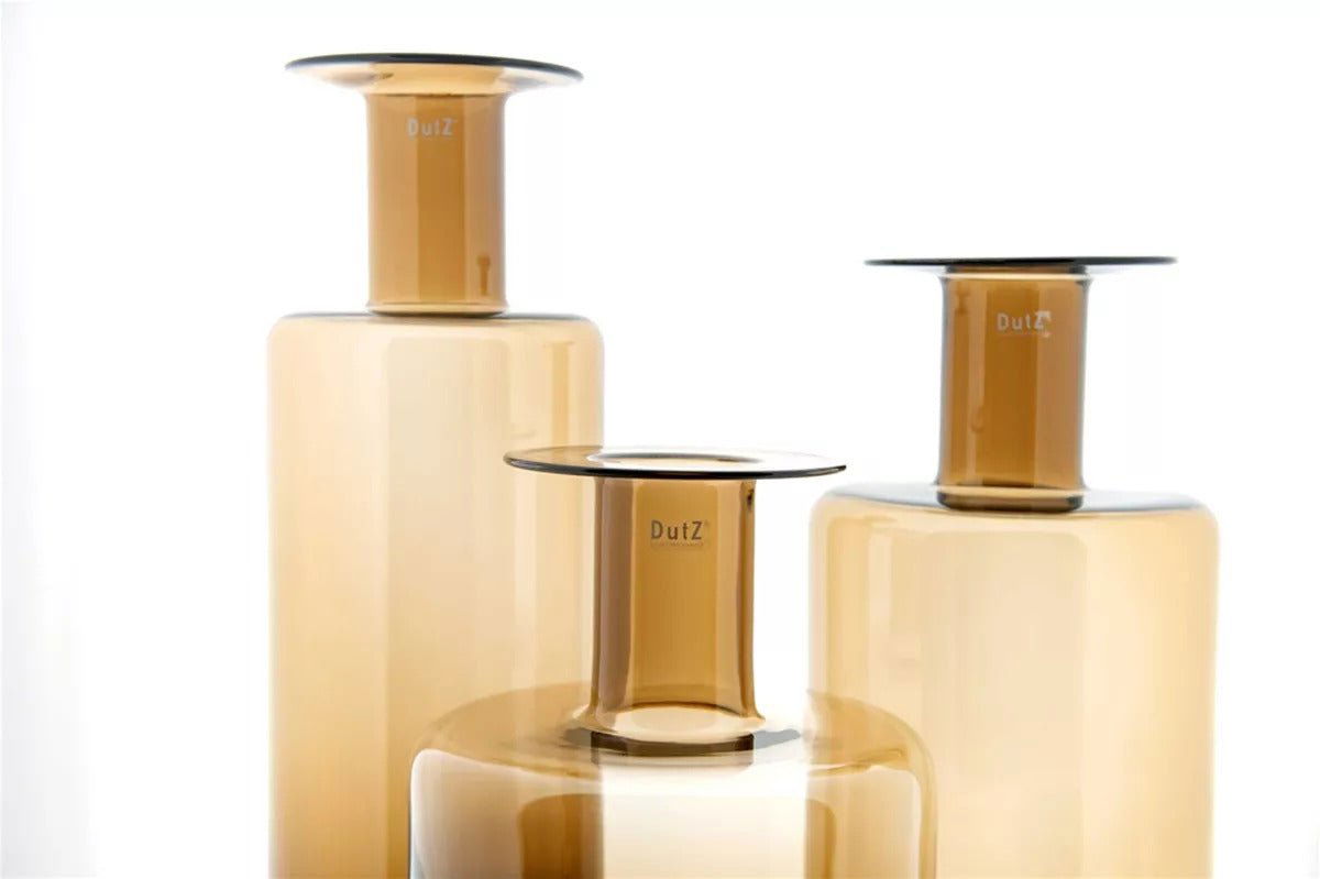 Bottle Vase Large Topaz Mouth Blown Hand Made Glass H50 D23 cm