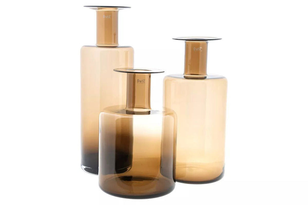 Bottle Vase Large Topaz Mouth Blown Hand Made Glass H50 D23 cm