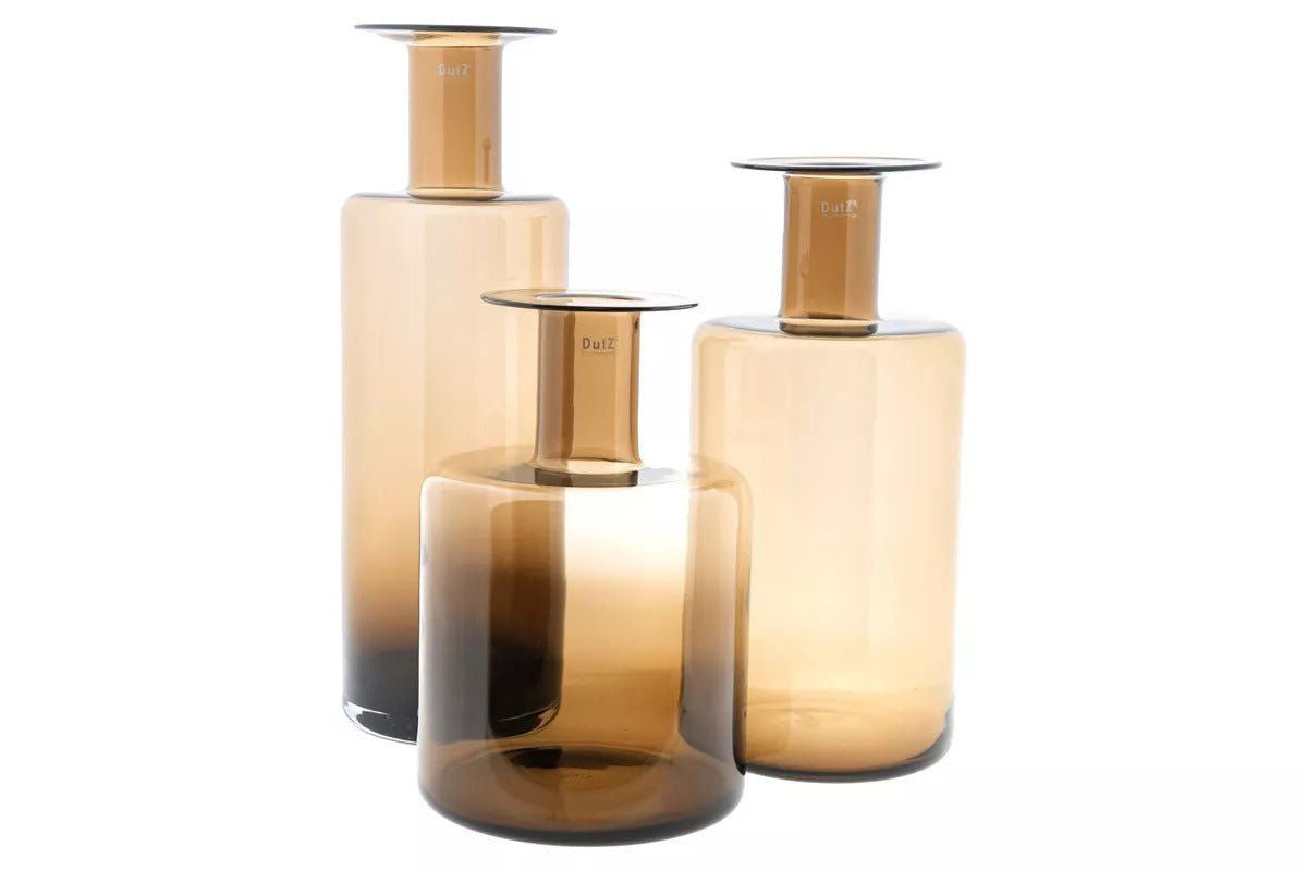 Bottle Vase Large Topaz Mouth Blown Hand Made Glass H50 D23 cm