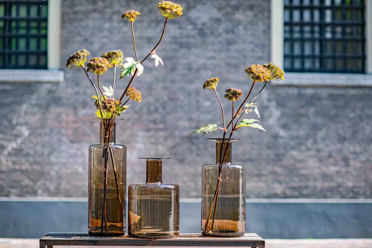 Bottle Vase Large Topaz Mouth Blown Hand Made Glass H50 D23 cm