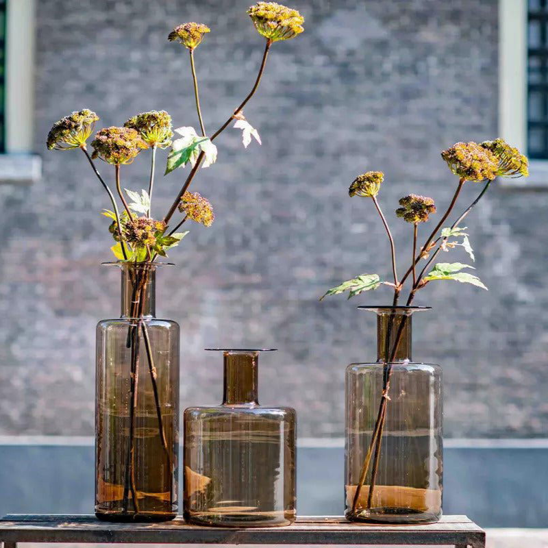 Bottle Vase Large Topaz Mouth Blown Hand Made Glass H50 D23 cm