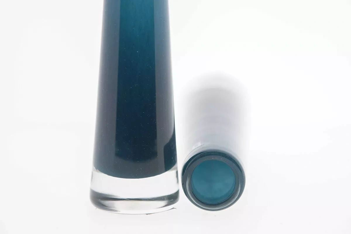 Navy Mouth Blown Glass Solifleur Vase