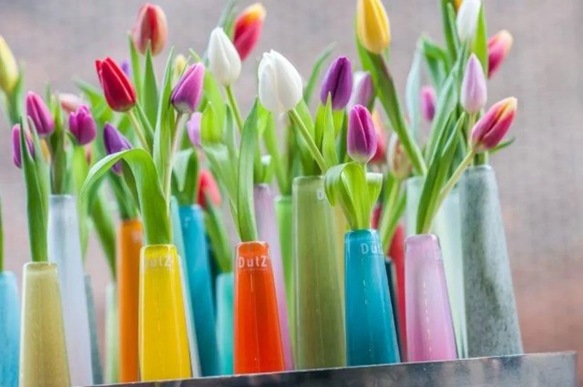 Light Grey Mouth Blown Glass Bud Vase