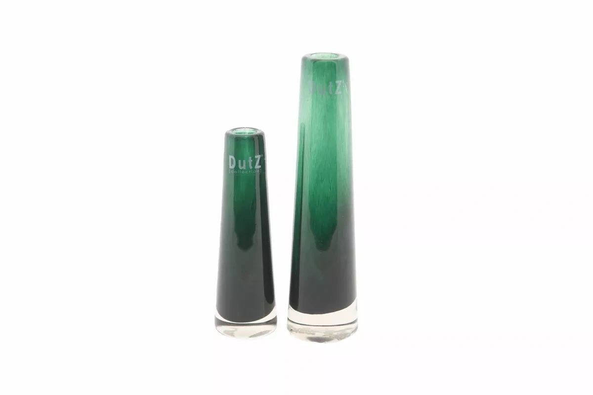 Dark Green Mouth Blown Glass Solifleur Vase