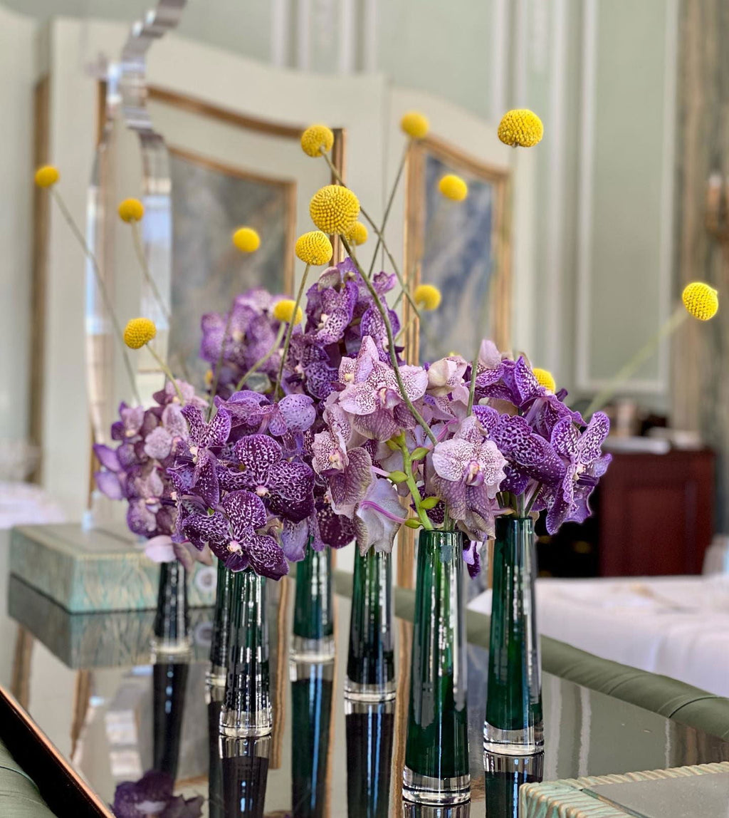 Dark Green Mouth Blown Glass Solifleur Vase