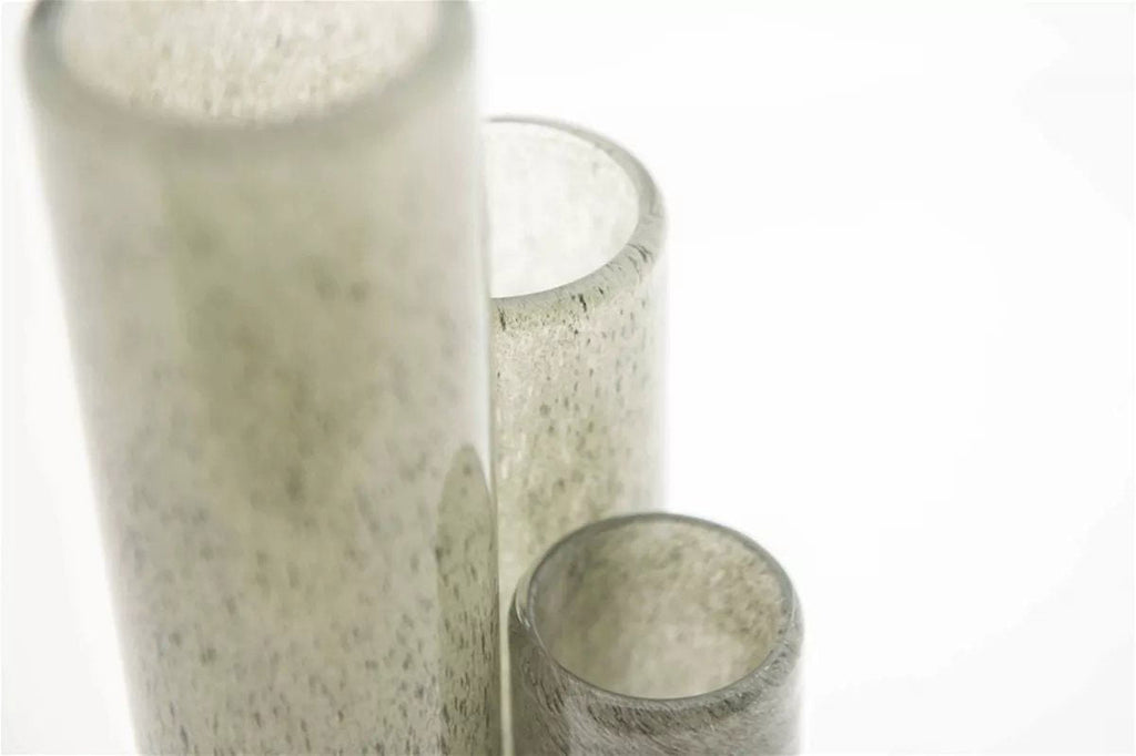 Cylinder Vase Height 25cm in Newgrey Mouth Blown Glass