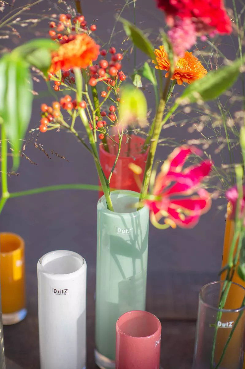 Cylinder Vase Height 25cm in Newgrey Mouth Blown Glass