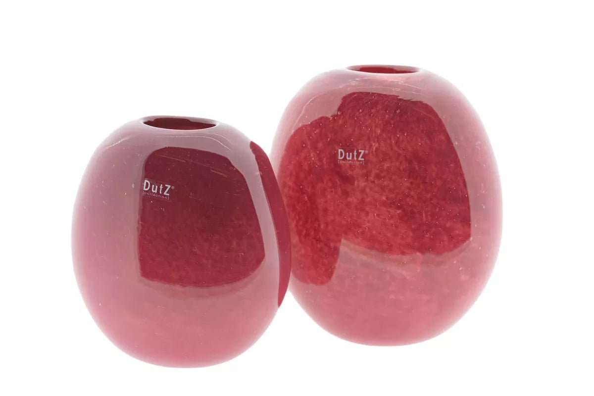 Red Bubbles Oval Glass Vase