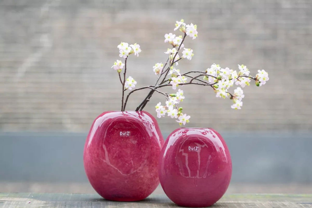 Red Bubbles Oval Glass Vase