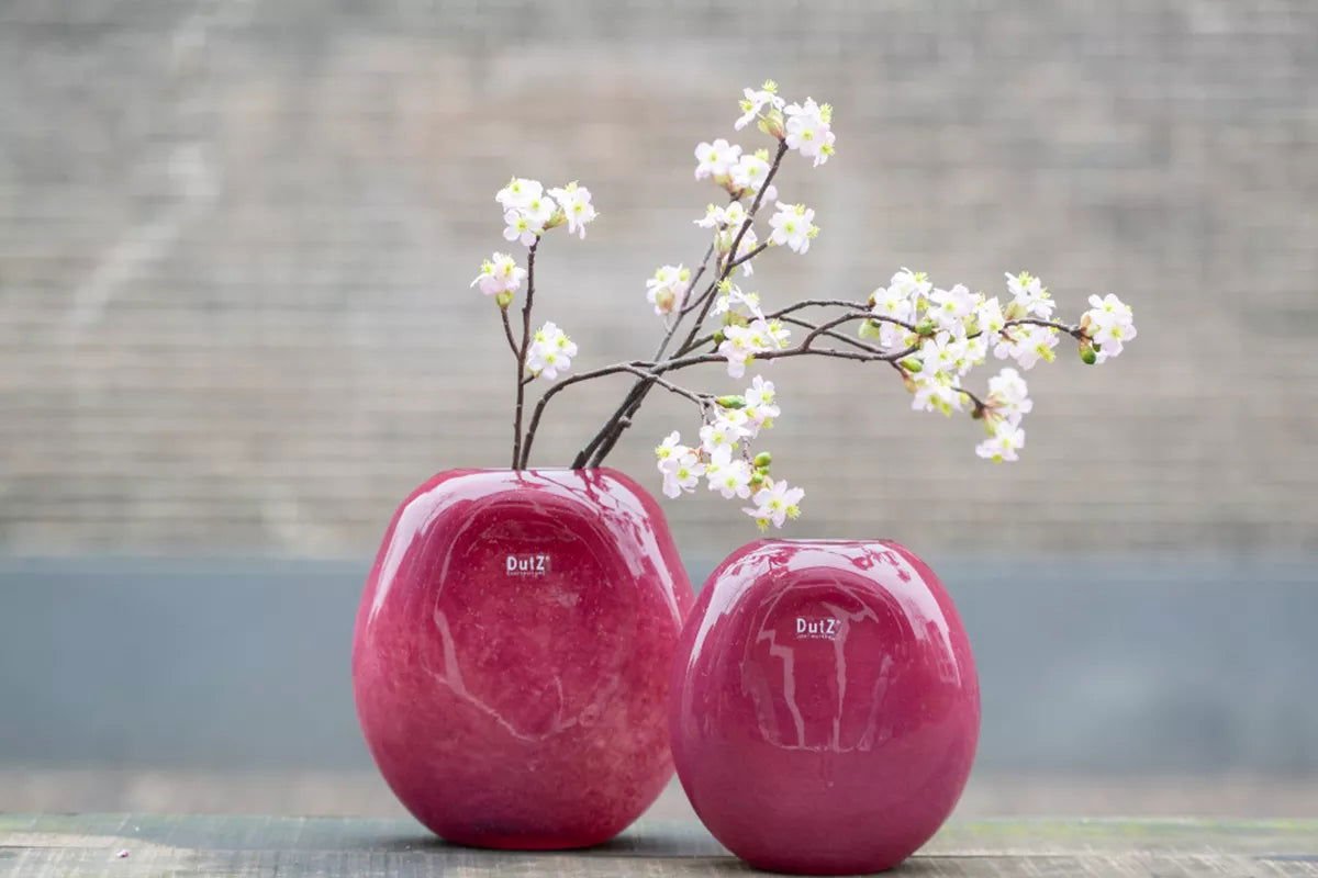 Red Bubbles Oval Glass Vase