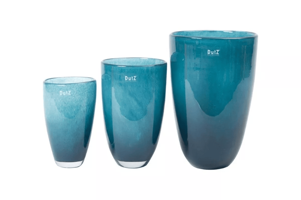 Navy Mouth Blown Glass Flower Vase