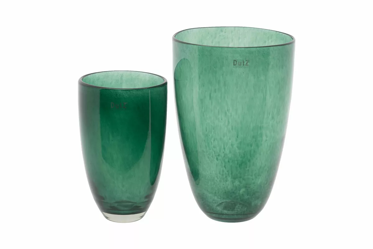 Dark Green Mouth Blown Flower Vase