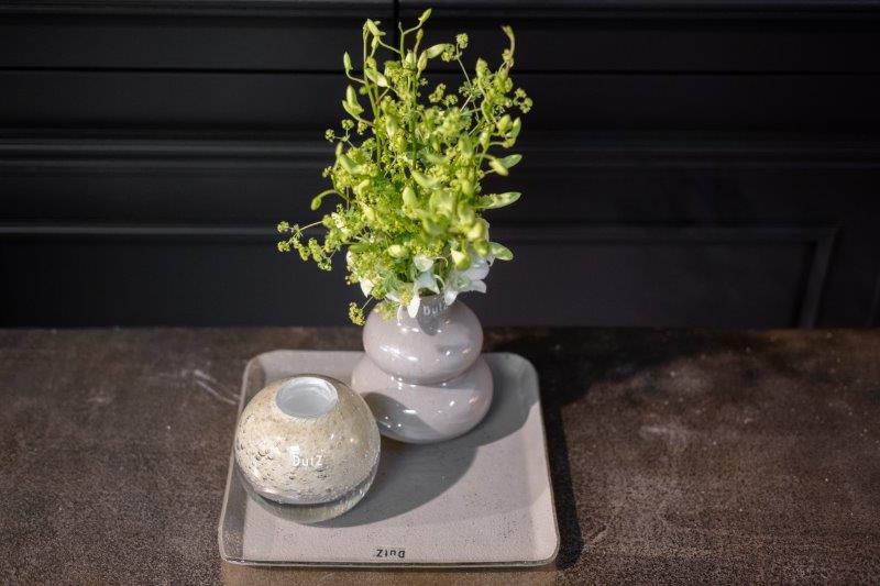 Small Dark Green Mouth Blown Glass Vase 16cm Height