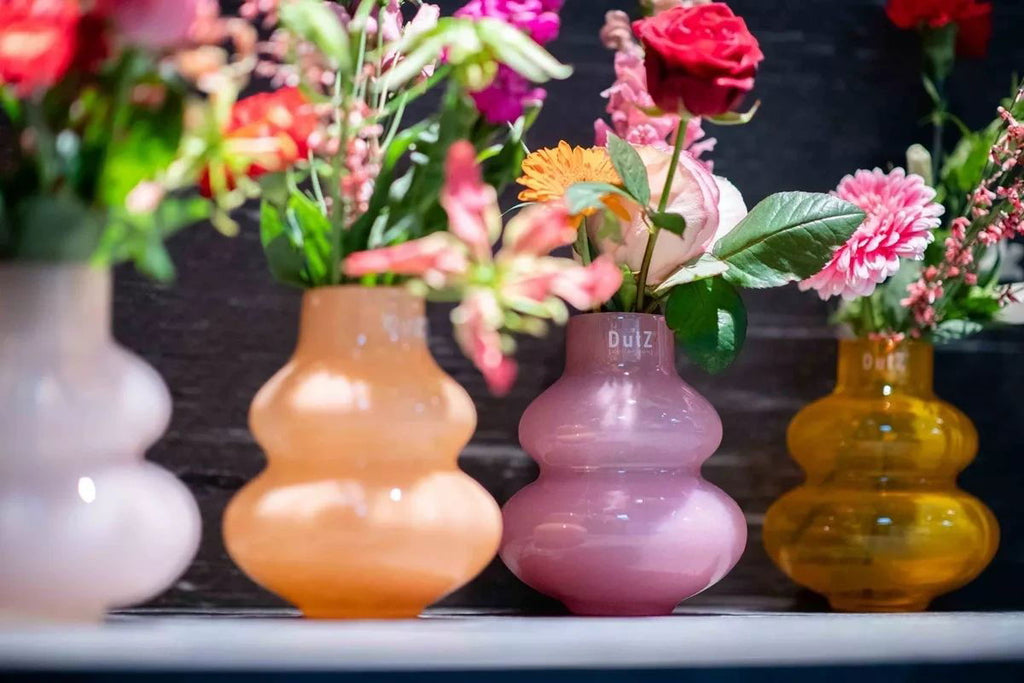 Ochre Mouth Blown Glass Vase Small 16cm Height