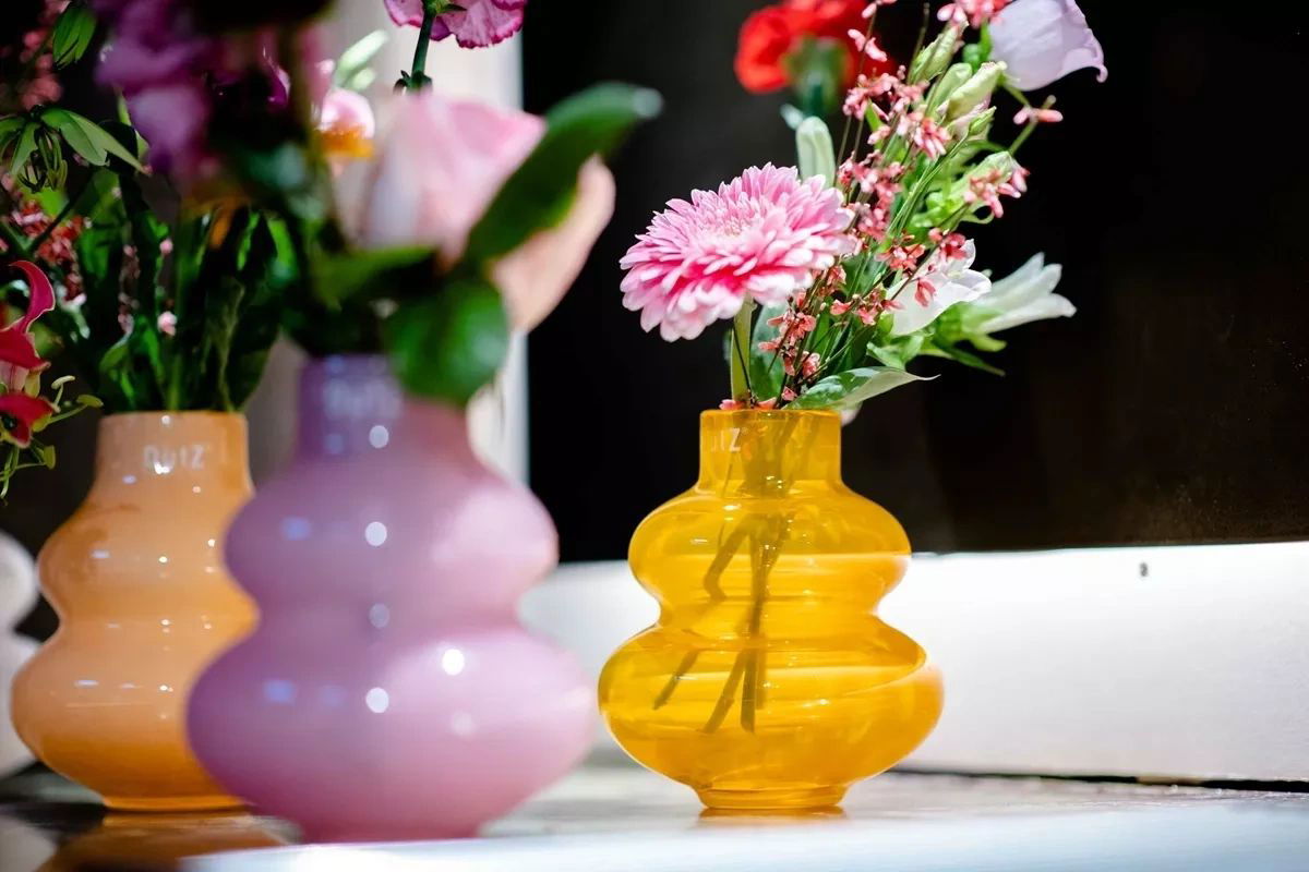 Flamingo Small Mouth Blown Glass Vase 16cm Height