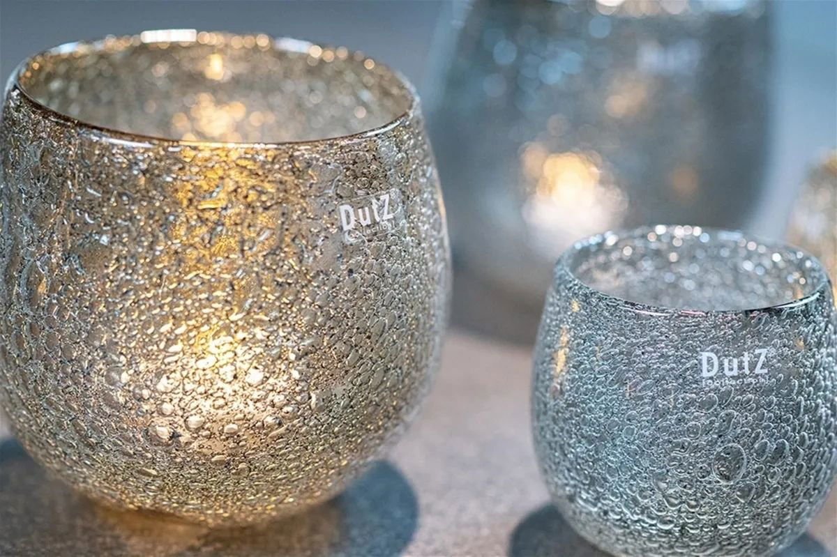 Glass Hurricane Candleholder with Shimmer Effect