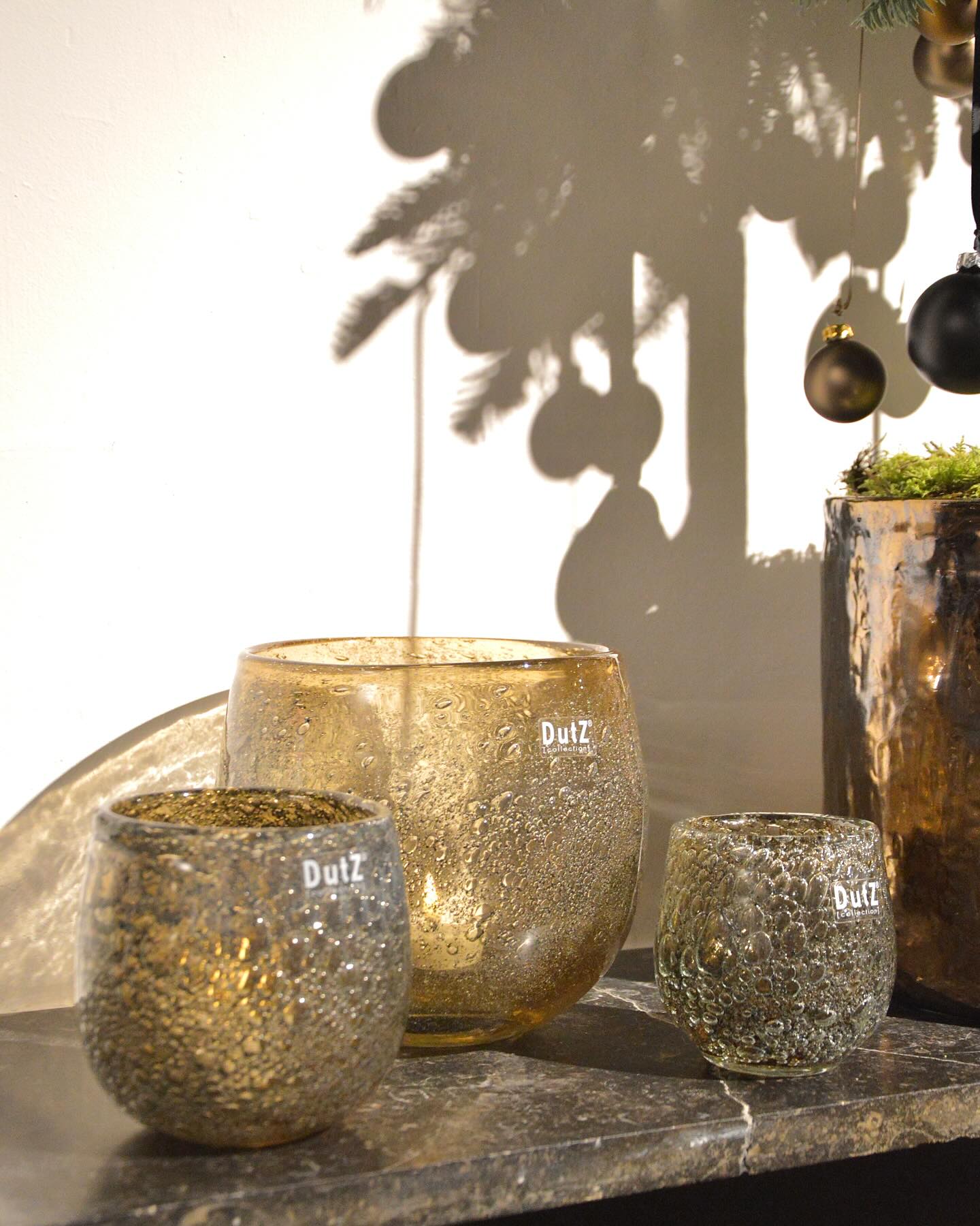 Glass Hurricane Candleholder with Shimmer Effect