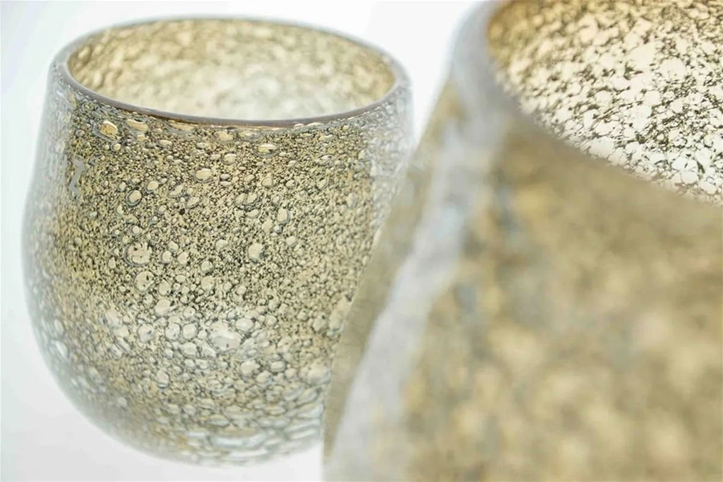 Glass Hurricane Candleholder with Shimmer Effect