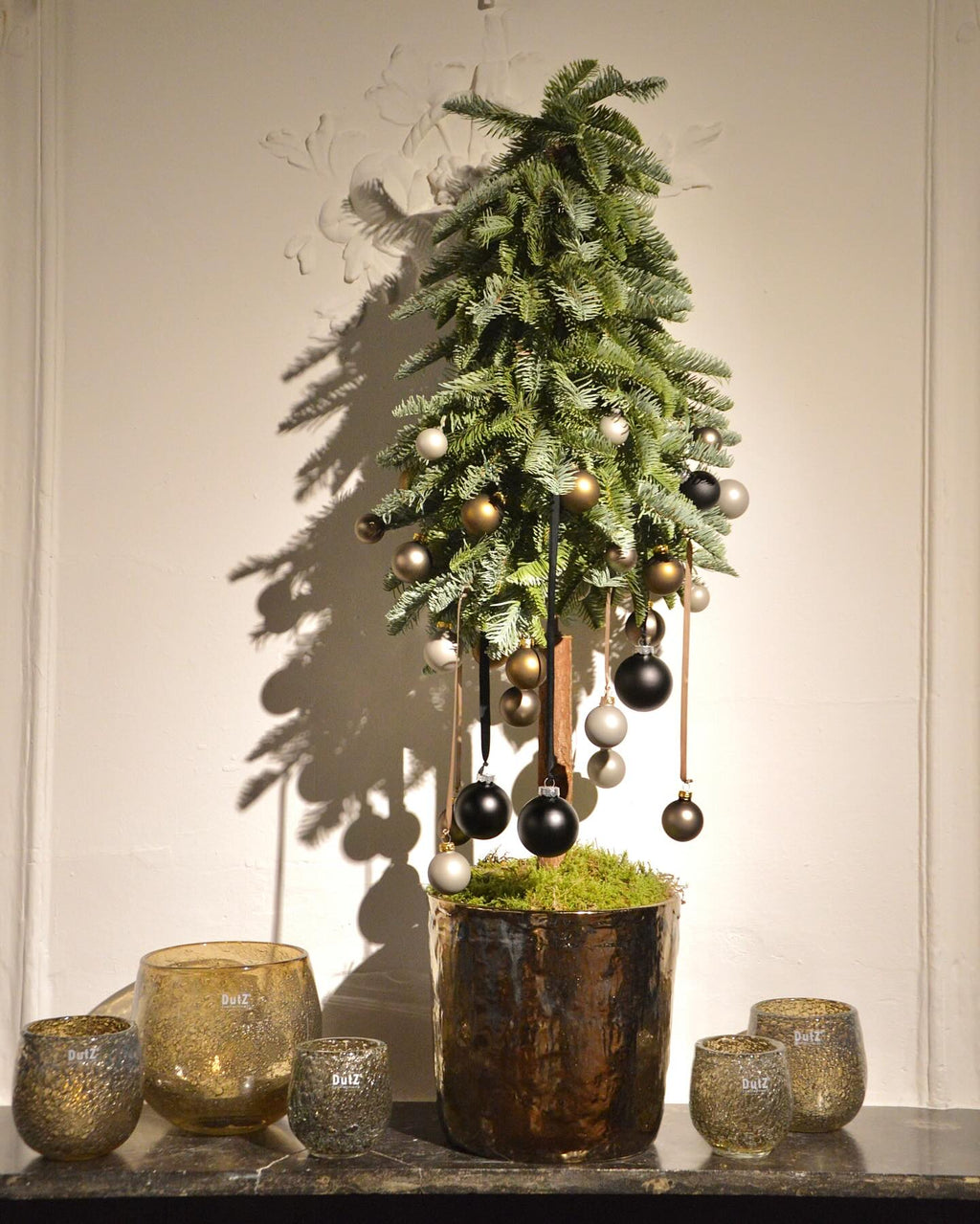 Glass Hurricane Candleholder with Shimmer Effect