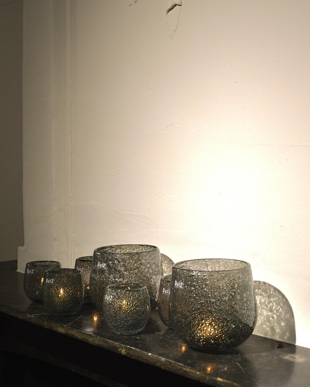 Glass Hurricane Candleholder with Shimmer Effect