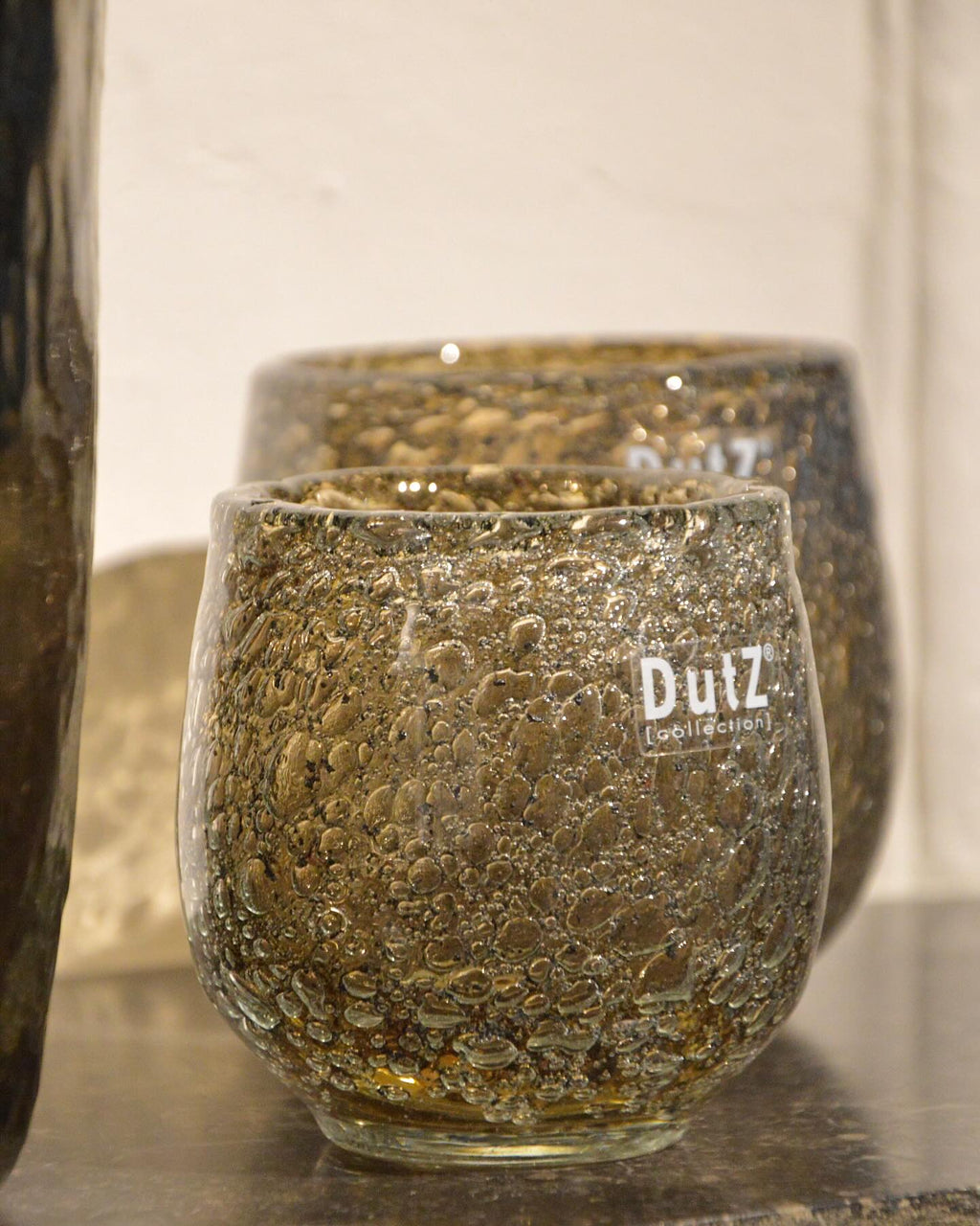 Glass Hurricane Candleholder with Shimmer Effect