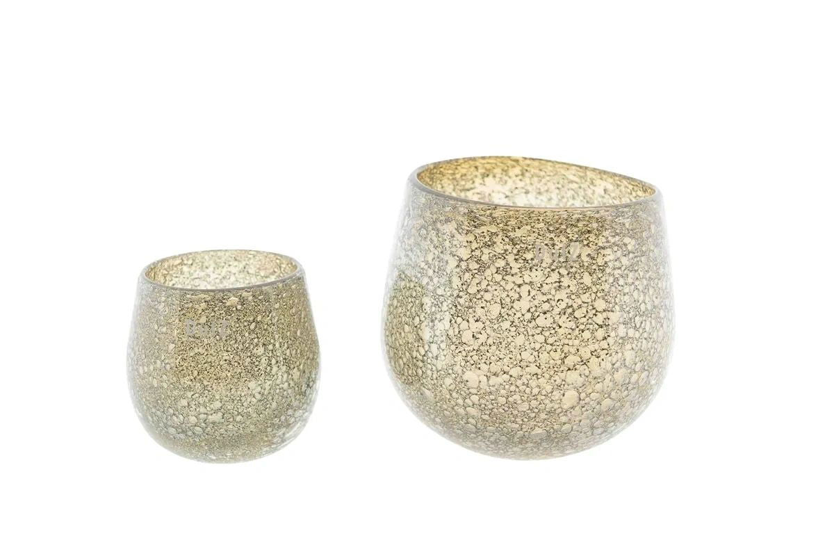 Glass Hurricane Candleholder with Shimmer Effect