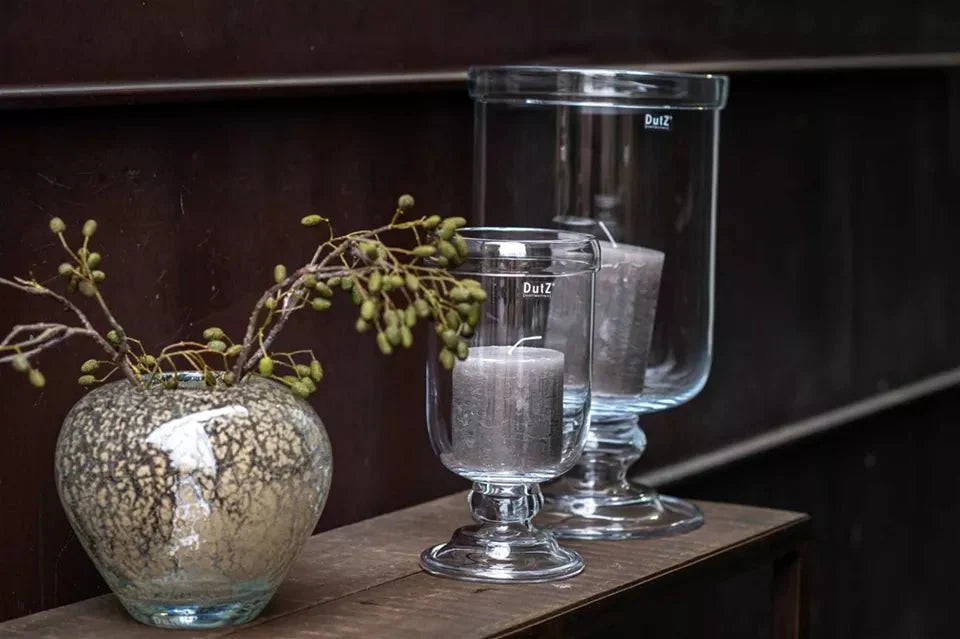 Hand Blown Hurricane Clear Glass Vase