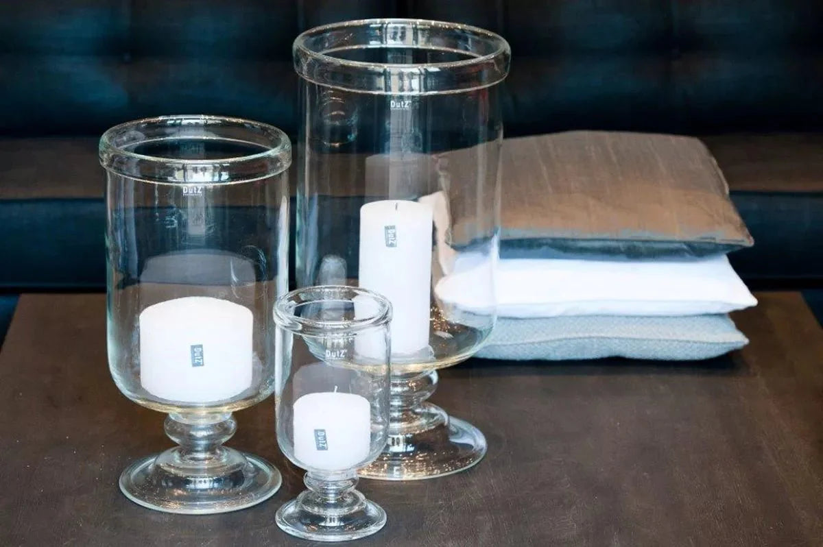 Hand Blown Hurricane Clear Glass Vase